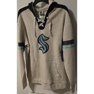 NHL Beige and Teal Seattle Kraken Lace-Up Pullover Hoodie